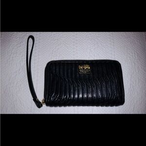 Coach Black Wristlet with Gold Hardware